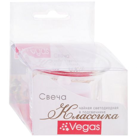 Свеча Vegas Классика чайная светодиодная в стеклянном подсвечнике 6х5 см