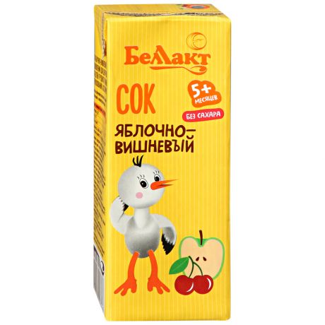 Сок Беллакт с яблоком и вишней осветленный восстановленный с 5 месяцев 200 мл