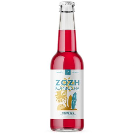 Напиток ZOZH kombucha Комбуча Гибискус безалкогольный ферментированный 0.33 л