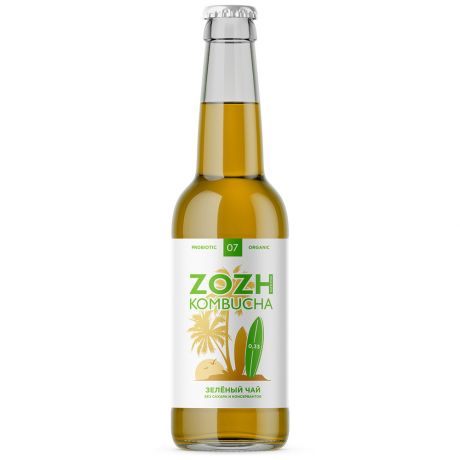Напиток ZOZH kombucha Комбуча Зеленый чай безалкогольный ферментированный 0.33 л