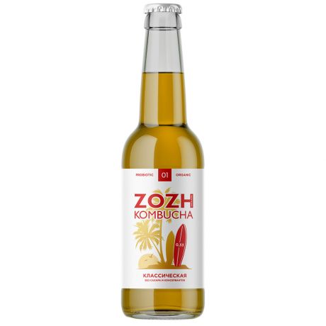 Напиток ZOZH kombucha Комбуча Классическая безалкогольный ферментированный 0.33 л