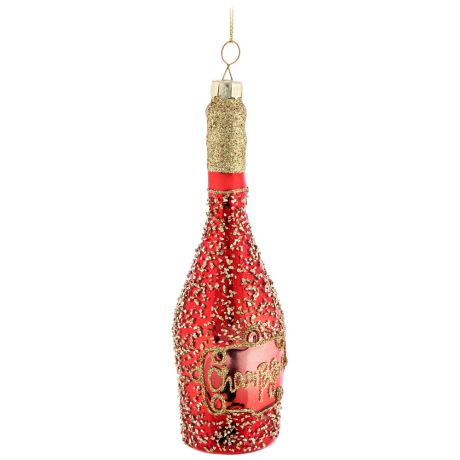 Елочное украшение Holiday Classics Бутылочка Старинный погребок красная 4.7х15.2 см