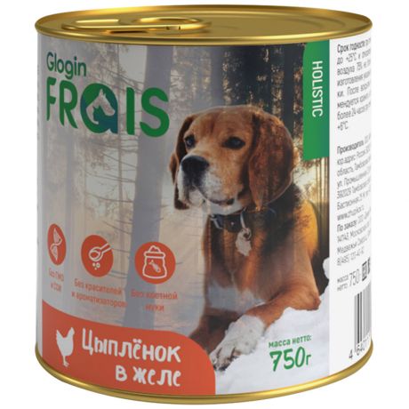 Корм влажный Frais Holistic dog консервы для собак цыпленок в желе 750 г