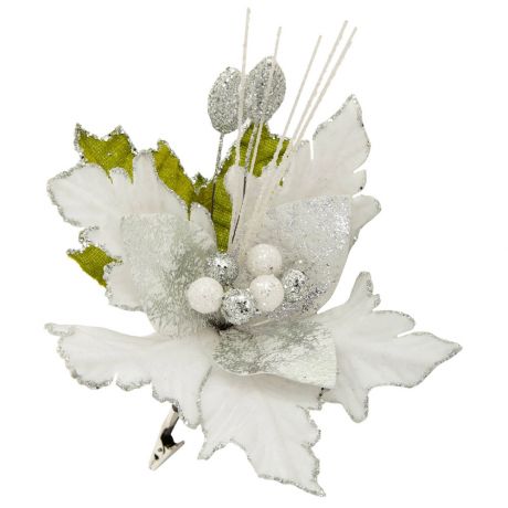 Украшение Новогоднее Magic Time елочное Белый-орнамент цветок с листками 18x18x28 см