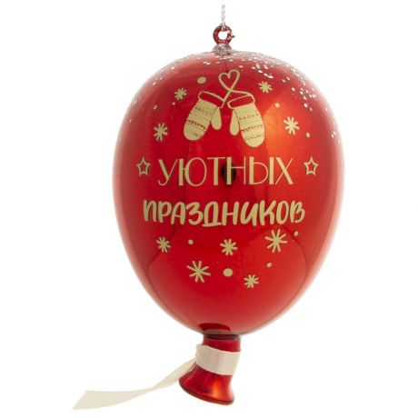 Украшение Новогоднее Magic Time подвесное Воздушный шарик Красный 7х10х7 см