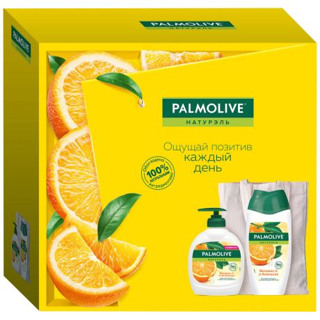 Подарочный набор Palmolive Натурэль Витамин С и Апельсин Гель для душа 250 мл Крем-мыло 300 мл Эко сумка в подарок