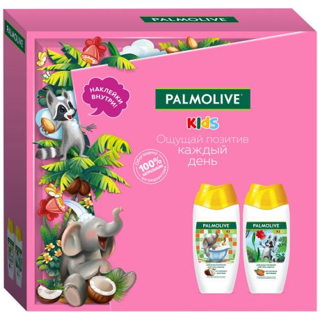 Подарочный набор Palmolive Детский Гель для душа и волос Миндаль Гель для душа Кокос по 250 мл цвет розовый