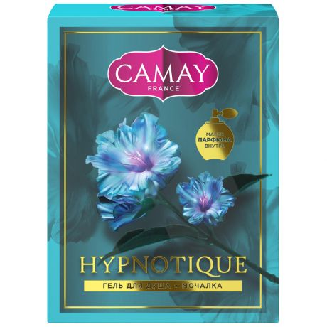 Подарочный набор Camay гель для душа и мочалка Гипнотическая аура с ароматом пачули и полуночного жасмина 250 мл