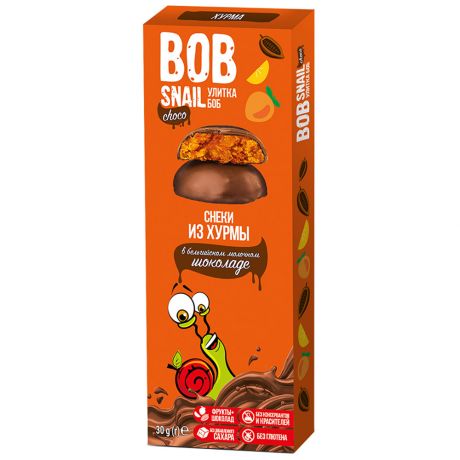 Снек Фруктовый Bob Snail хурма в молочном бельгийском шоколаде 30 г