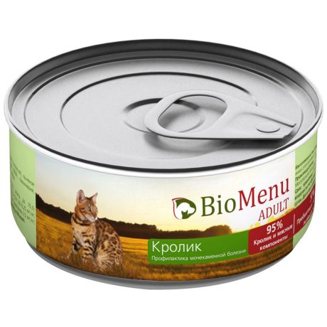 Корм влажный BioMenu Adult 95%-Мясо с кроликом для кошек 100 г