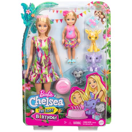 Игровой набор Mattel Barbie Приключения Барби в доме мечты кукла Барби и Челси с питомцами жираф слон и обезьянка