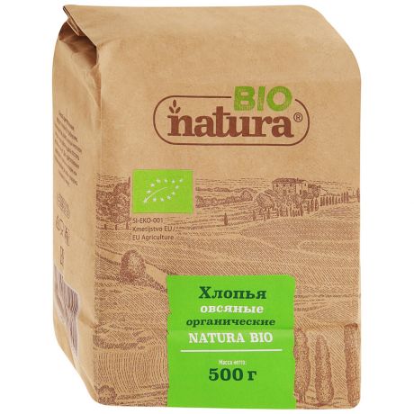 Хлопья Natura Bio овсяные органические 500 г