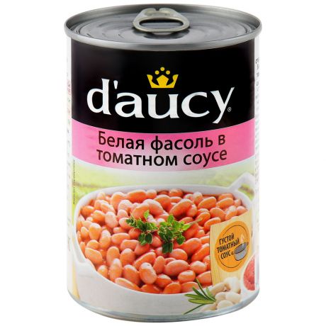 Фасоль D'aucy белая в томатном соусе 425 мл