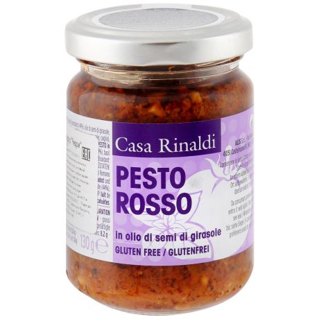 Крем-паста Casa Rinaldi песто Rosso в подсолнечном масле из вяленых помидоров Черри 130 г