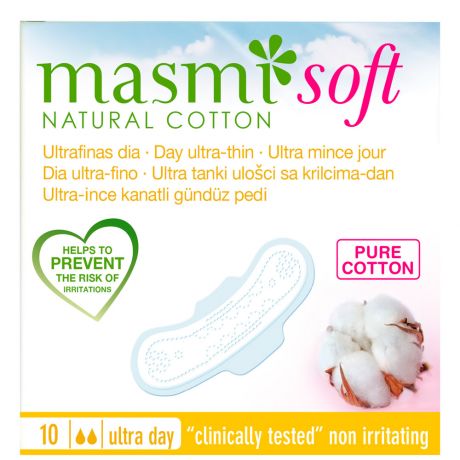Прокладки впитывающие Masmi Natural Cotton Soft ультратонкие из натурального хлопка 10 штук