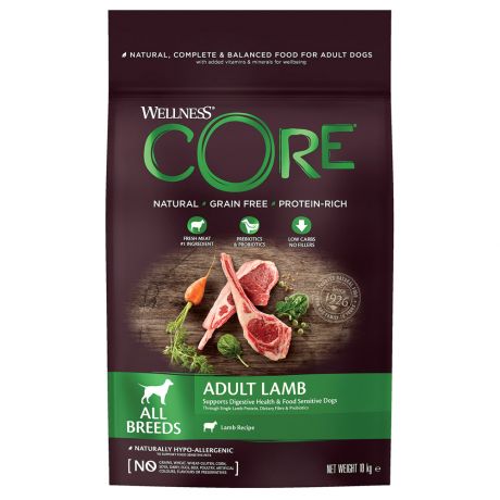 Корм сухой Wellness Core из ягненка с яблоком для взрослых собак всех пород 10 кг