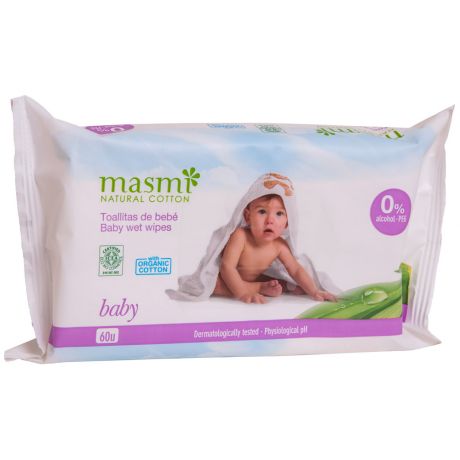 Влажные салфетки детские Masmi Natural Cotton 60 штук