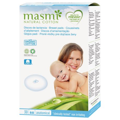 Вкладыши впитывающие Masmi Natural Cotton для груди из органического хлопка 10 штук