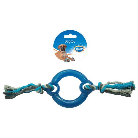 Игрушка Duvo+ резиновая Кольцо с веревками синее для собак 30 см