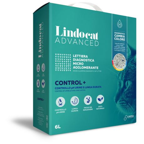 Наполнитель Lindocat Control+ комкующийся диагностический с контролем уровня РН для кошачьего туалета 6 л