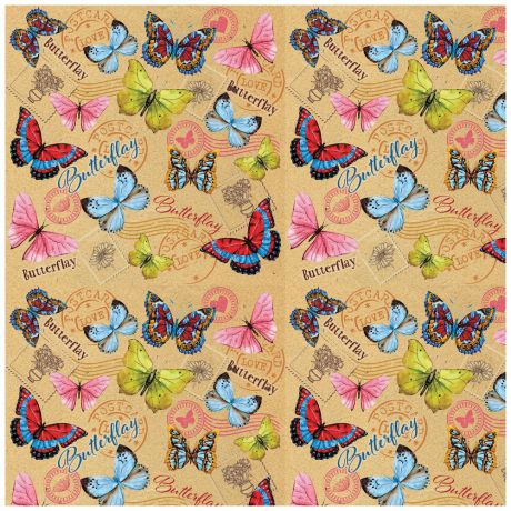 Крафт бумага Magic Pack Тропические бабочки для сувенирной продукции немелованная в листах 1000х700 мм