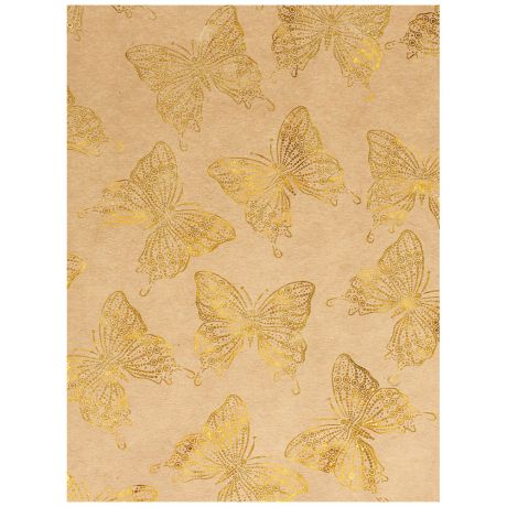 Крафт бумага Magic Pack Золотые бабочки для сувенирной продукции немелованная в листах 1000х700 мм