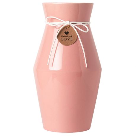 Ваза Magic Home декоративная Розовая из каменной керамики 13.4х13.4х26 см