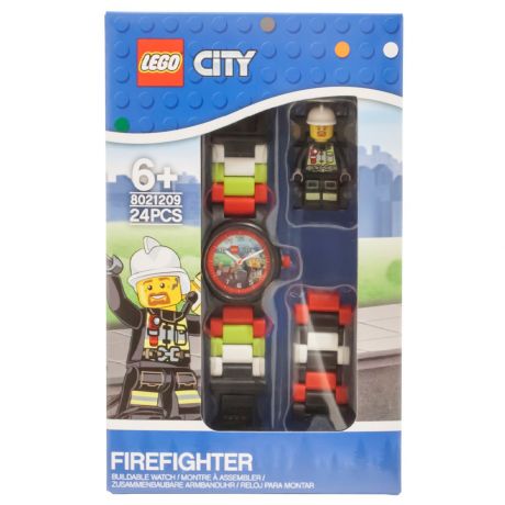Детские наручные часы Lego City аналоговые с минифигурой Fireman (Пожарный) на ремешке