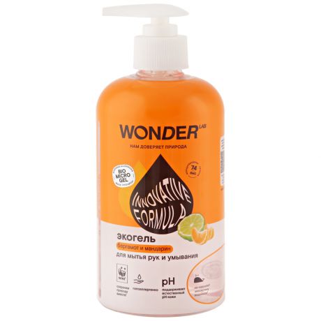 Мыло жидкое WONDER LAB для мытья рук и умывания бергамот и мандарин 0.5 л