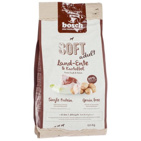 Корм сухой Bosch Soft полувлажный с уткой и картофелем для собак 1 кг