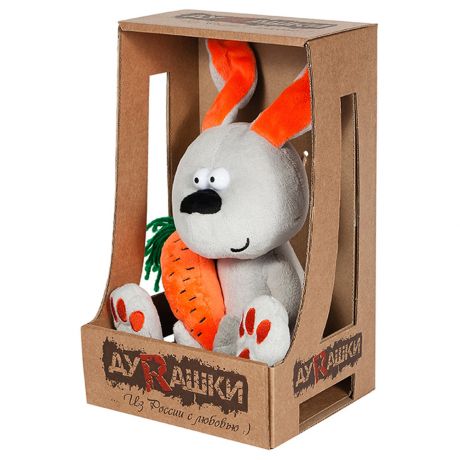 Мягкая игрушка ДуRашки Заяц и Морковка в коробке 22 см