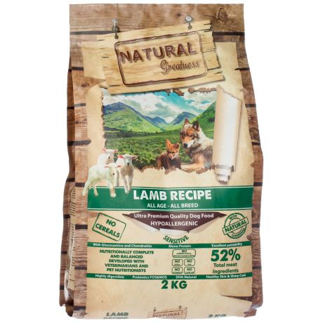 Корм сухой Natural Greatness Lamb Recipe Sensitive для собак 2 кг