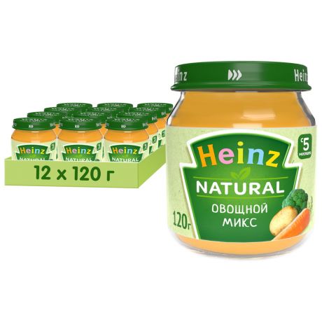 Пюре Heinz Овощной микс без сахара с 5 месяцев 120 г 12 штук