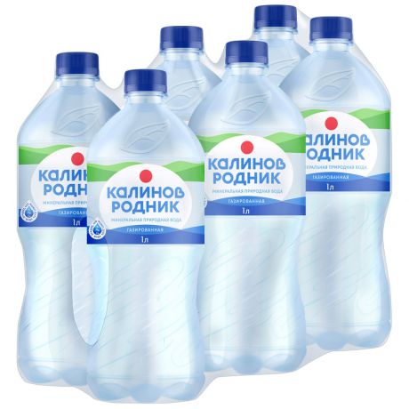 Вода минеральная столовая Калинов Родник природная питьевая газированная 6 штук по 1 л