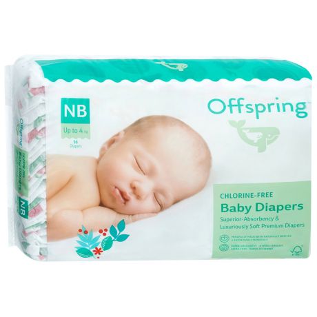 Подгузники Offspring Арбузы Newborn (2-4 кг, 56 штук)