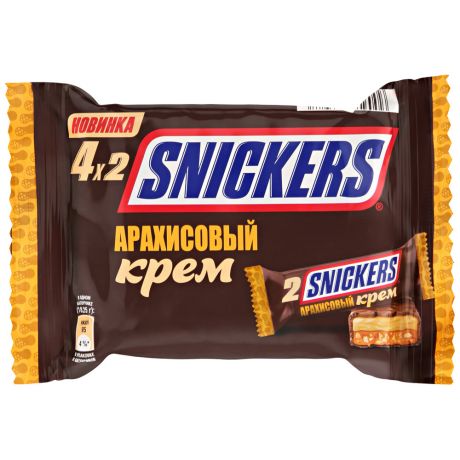 Шоколадный батончик Snickers Арахисовый крем 4 штуки по 36.5 г