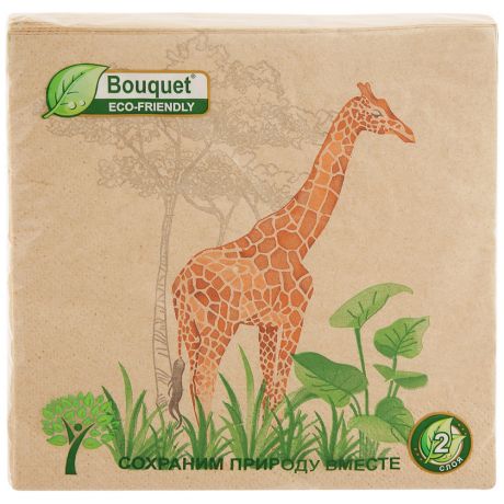 Салфетки бумажные Bouquet eco-friendly Жираф 2-слойные 33х33 см 25 штук