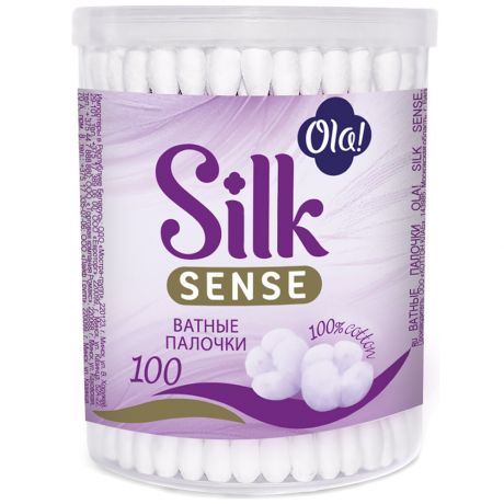Ватные палочки Ola! Silk Sense в круглой банке 100% Хлопок 100 штук