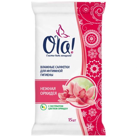 Влажные салфетки Ola! для интимной гигиены очищающие аромат нежная орхидея 15 штук