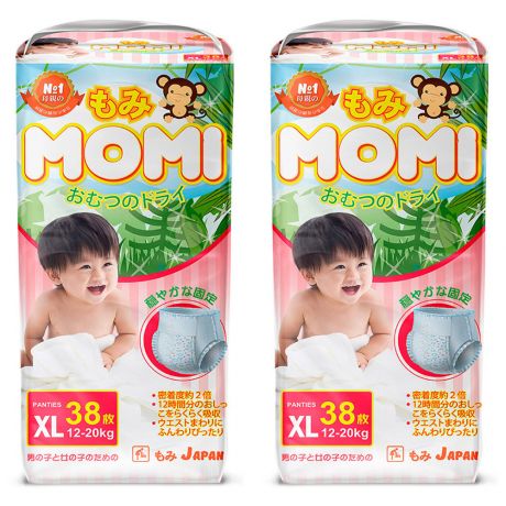 Подгузники-трусики Momi Monkey Megabox XL (12-20 кг, 76 штук)