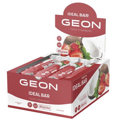 Батончик Geon Ideal Bar протеиновый без сахара земляничный пирог с нотками кокоса 20 штук по 60 г
