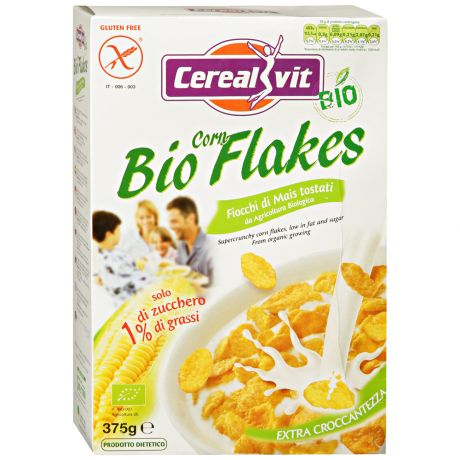 Хлопья Cerealvit Экстра хрустящие кукурузные с рисовым сиропом 375 г