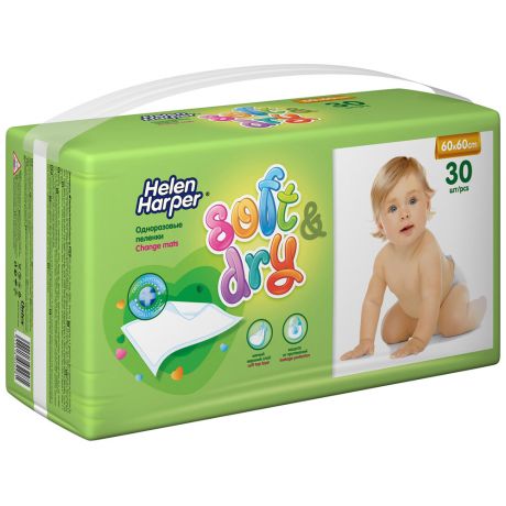 Пеленки Helen Harper детские впитывающие Soft&Dry 60х60 30 штук