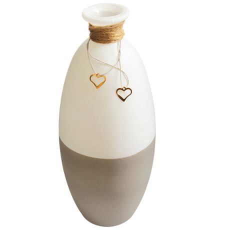 Бутылка Интерьерное стекло декоротивное большое Лилиана серо-белый 4х22 см