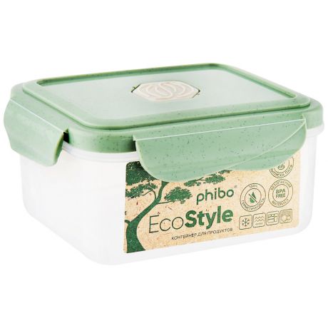 Контейнер Phibo для холодильника и микроволновой печи с клапаном Eco Style зеленый флэк 0.5 л