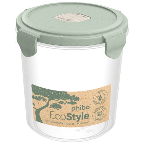 Контейнер Phibo для холодильника и микроволновой печи с клапаном Eco Style зеленый флэк 1.15 л