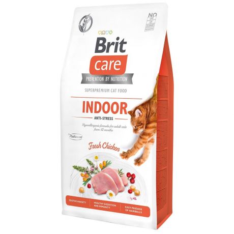 Корм сухой Brit Care Cat GF Indoor Anti-stress Антистресс для взрослых домашних кошек 7 кг