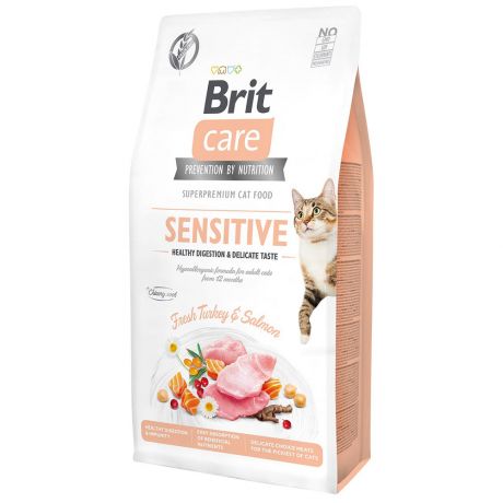 Корм сухой Brit Care Cat GF Sensitive Healthy Digestion & Delicate Taste для кошек с чувств пищеварением 7 кг