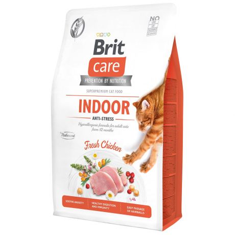 Корм сухой Brit Care Cat GF Indoor Anti-stress Антистресс для взрослых домашних кошек 2 кг