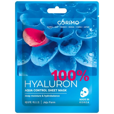 Маска для лица Corimo Акваконтроль 100% Hyaluron тканевая 22 г